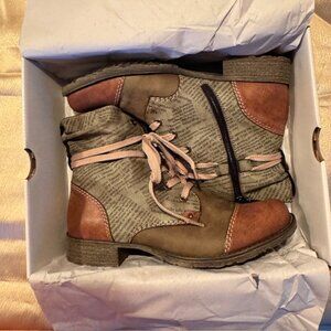 Rieker Payton 22 Grey/Brown Booties - US Size 8 - NEW